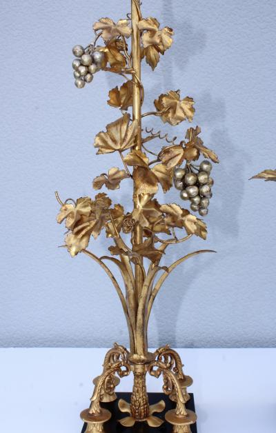 1960s Grape Vine Gilt Tall Table Lamps