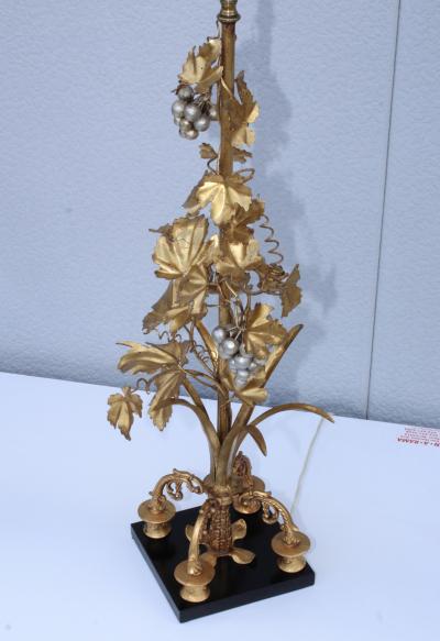 1960s Grape Vine Gilt Tall Table Lamps