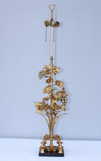 1960s Grape Vine Gilt Tall Table Lamps