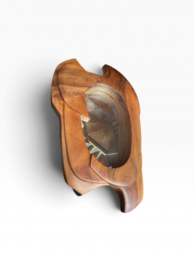 1960s Hand made carved wood sculptural wall mirror