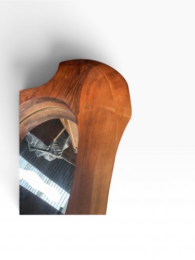 1960s Hand made carved wood sculptural wall mirror