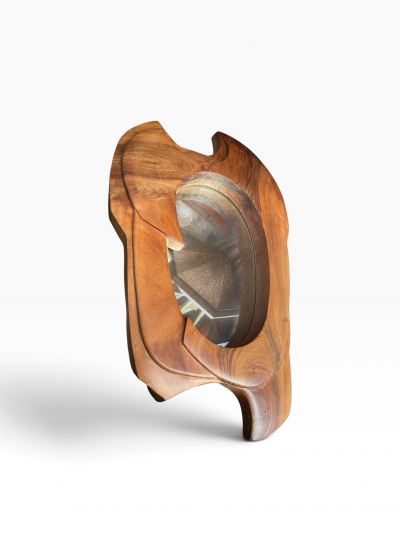 1960s Hand made carved wood sculptural wall mirror