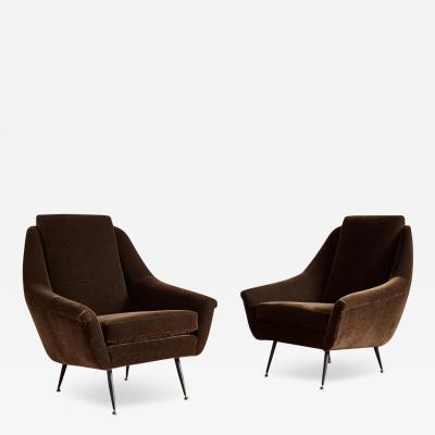 1960s Italian Chocolate Mohair Armchairs