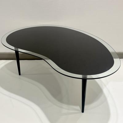 1960s Italian Mid Century Modern Design Bean Shape Black Crystal Coffee Table