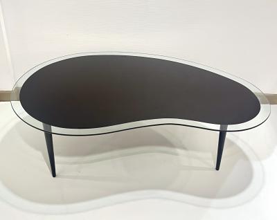 1960s Italian Mid Century Modern Design Bean Shape Black Crystal Coffee Table