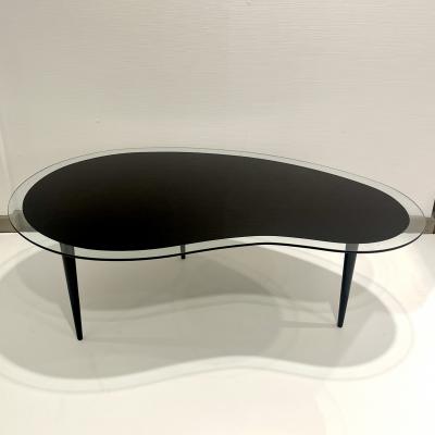1960s Italian Mid Century Modern Design Bean Shape Black Crystal Coffee Table