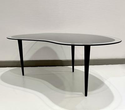 1960s Italian Mid Century Modern Design Bean Shape Black Crystal Coffee Table