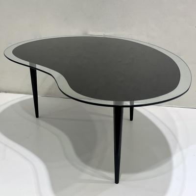 1960s Italian Mid Century Modern Design Bean Shape Black Crystal Coffee Table