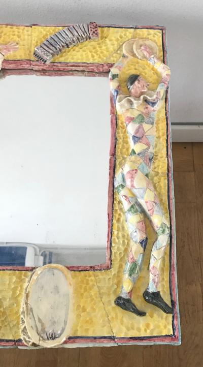 1960s Italian Mirror with Ceramic Frame