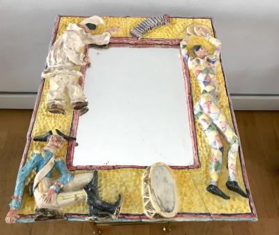 1960s Italian Mirror with Ceramic Frame