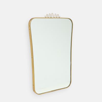 1960s Italian Modernist Brass Wall Mirror