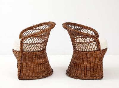 1960s Italian Rattan Lounge Chairs