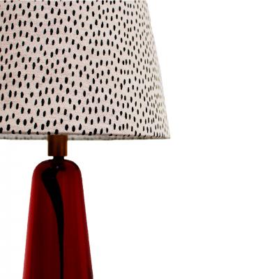 1960s Italian Red Murano Sommerso Glass Table Lamp with Polka Dot Shade