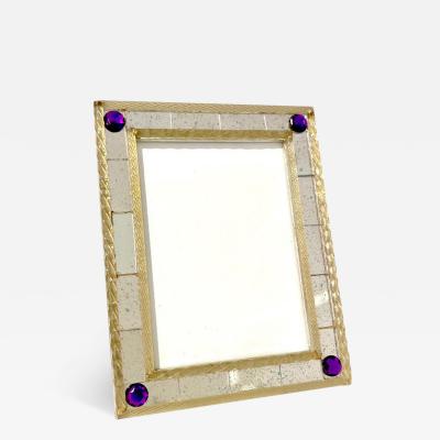 1960s Italian Vintage Mirror Gold Twisted Murano Glass Silvered Photo Frame