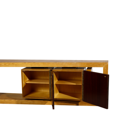1960s Italian modernist corner cabinet in oak rosewood