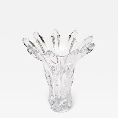 1960s Large Decorative Crystal Vase By France Crystal