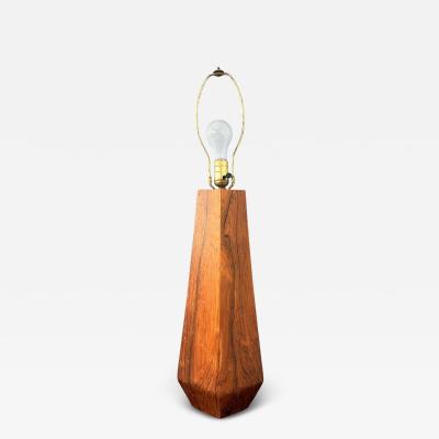 1960s Large Hexagonal Rosewood Danish Table Lamp Mid Century