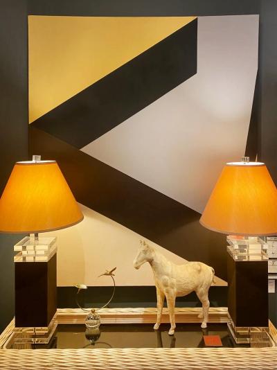 1960s Large Mid century Modern Abstract Hard Edge Painting