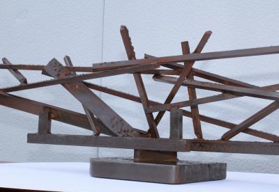 1960s Large Modernist Solid Steel Welded Sculpture