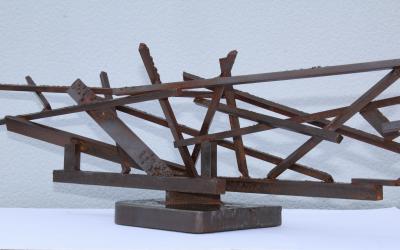 1960s Large Modernist Solid Steel Welded Sculpture