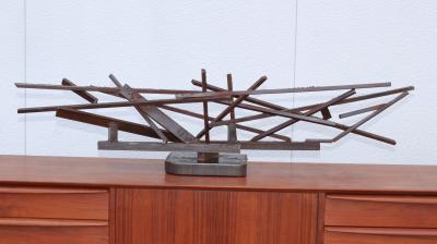 1960s Large Modernist Solid Steel Welded Sculpture