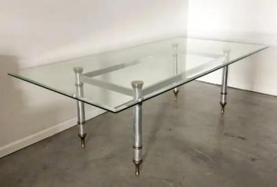 1960s Maison Jansen Steel and Brass Dining Table