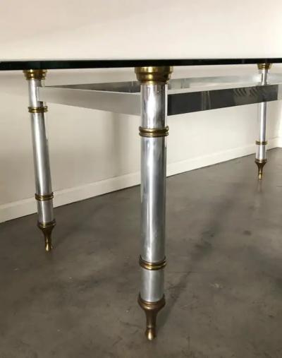 1960s Maison Jansen Steel and Brass Dining Table
