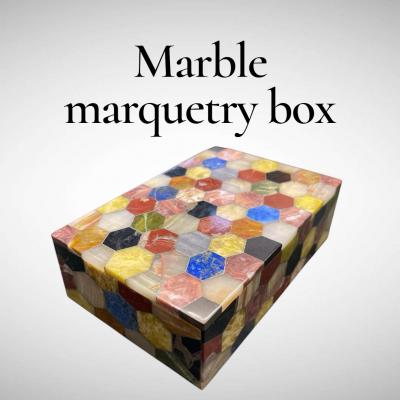 1960s Marble marquetry decorative box