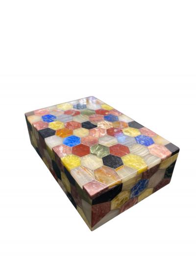 1960s Marble marquetry decorative box
