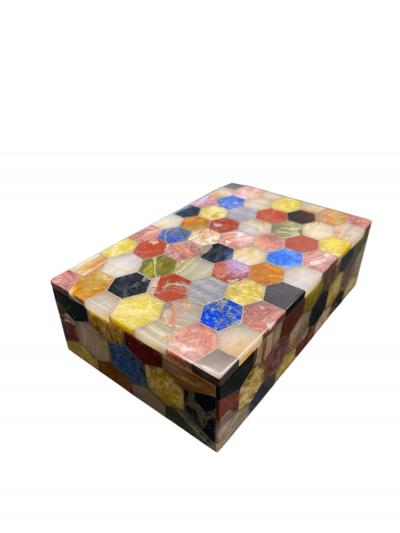1960s Marble marquetry decorative box