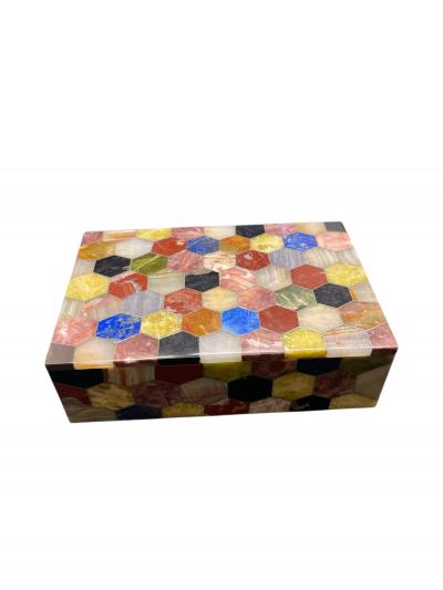 1960s Marble marquetry decorative box
