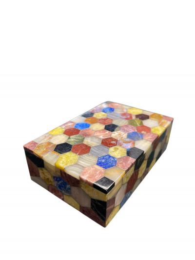 1960s Marble marquetry decorative box