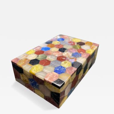 1960s Marble marquetry decorative box