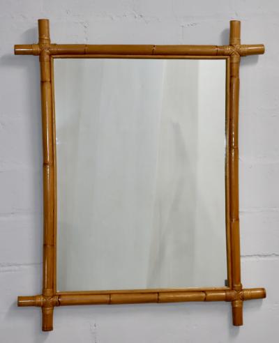 1960s Mid Century Modern Bamboo And Rattan Large Wall Mirror