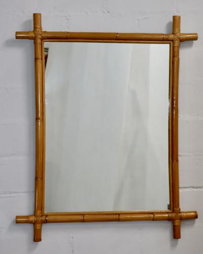 1960s Mid Century Modern Bamboo And Rattan Large Wall Mirror
