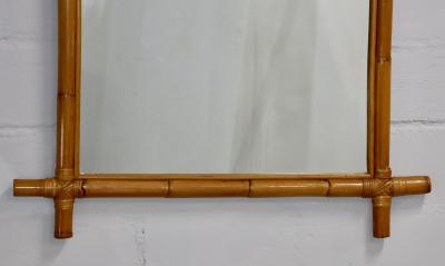 1960s Mid Century Modern Bamboo And Rattan Large Wall Mirror