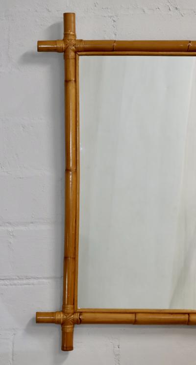 1960s Mid Century Modern Bamboo And Rattan Large Wall Mirror