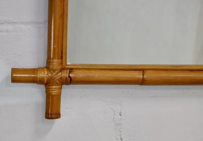 1960s Mid Century Modern Bamboo And Rattan Large Wall Mirror