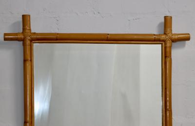 1960s Mid Century Modern Bamboo And Rattan Large Wall Mirror