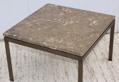 1960s Mid Century Modern Bronze And Marble Custom Made Coffee Table