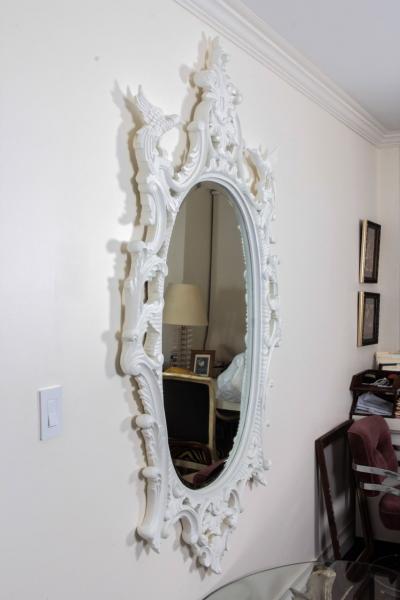 1960s Mid Century Modern Chinese Chippendale Oval Mirror Hand Carved