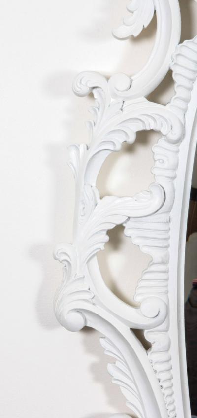 1960s Mid Century Modern Chinese Chippendale Oval Mirror Hand Carved