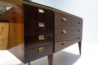 1960s Mid Century Modern Italian Wooden Dressing Table with Lighting Mirror