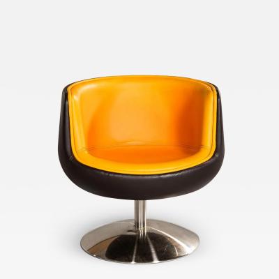 1960s Mid century Modern Leather Swivel Chair