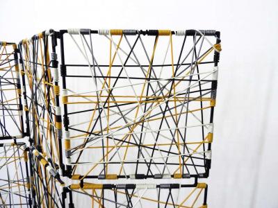 1960s Modern Vinyl Cord Room Divider