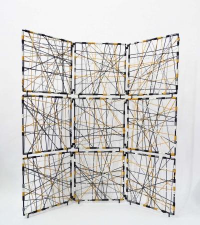 1960s Modern Vinyl Cord Room Divider