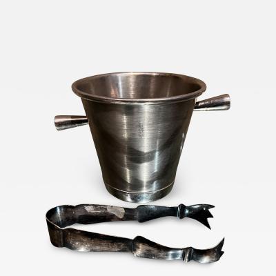 1960s Modernism Genesis Vintage Silverplate Ice Bucket With Tongs Mexico