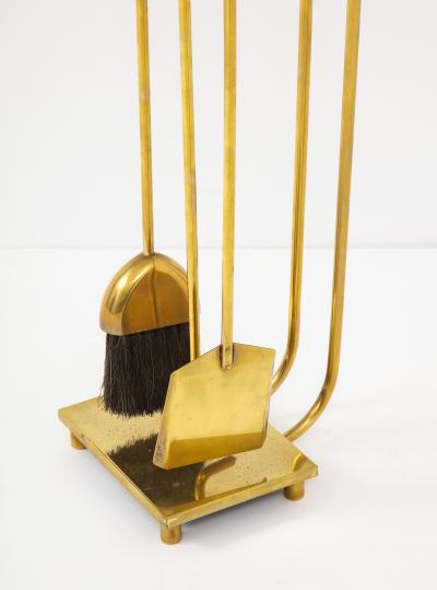1960s Modernist Brass Fireplace Tools