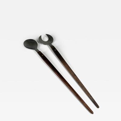 1960s Modernist Japanese Salad Server Set Utensils Stainless Steel