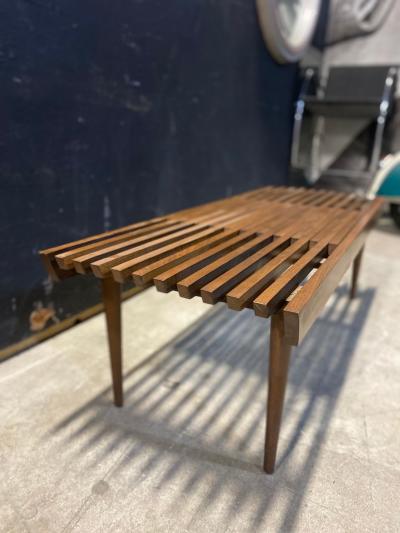 1960s Modernist Slatted Adjustable Bench